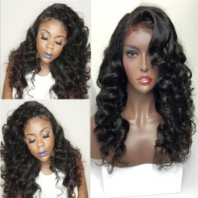 

Glueless lace front human hair wig brazilian wigs for black women wavy lace front wig with Bleached Knots