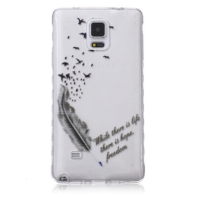 

Feathers&birds Pattern Soft Thin TPU Rubber Silicone Gel Case Cover for SAMSUNG GALAXY Note 4