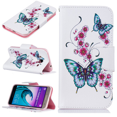 

Peach butterfly Design PU Leather Flip Cover Wallet Card Holder Case for SAMSUNG GALAXY J3J3 2016 J320