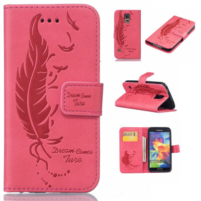 

Light red Plumes and birds Embossed PU Leather Wallet Case Classic Flip Cover with Stand Function and Credit Card Slot for SAMSUNG