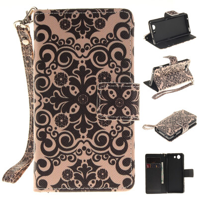

Palace flower Design PU Leather Flip Cover Wallet Card Holder Case for SONY Xperia Z3 CompactZ3 mini