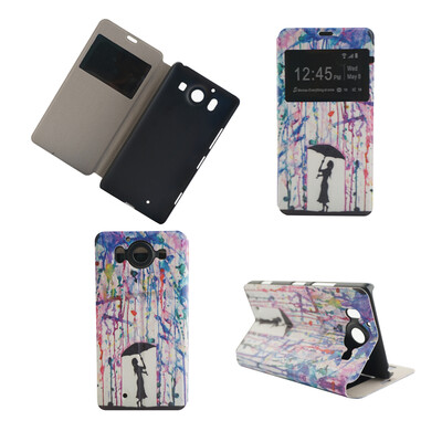 

Girl under Umbrella Design PU Leather Flip Cover Wallet Card Holder Case for Microsoft Lumia 950