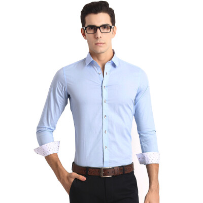 

Xiangsiniao Shirt Men Pure Color Business Cotton Long Sleeve Shirt