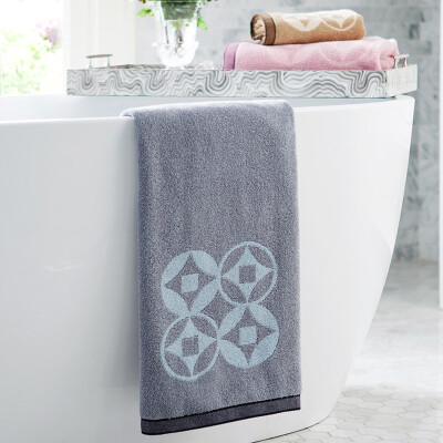 

Grace Grace towel home textiles retro bronze series of cotton strong absorbent Awaati long plush cotton towel blue 440g 70 140cm