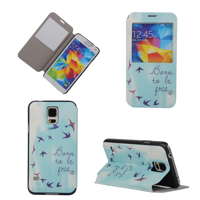 

Flying Birds Sky Design PU Leather Flip Cover Wallet Card Holder Case for Samsung Galaxy S5
