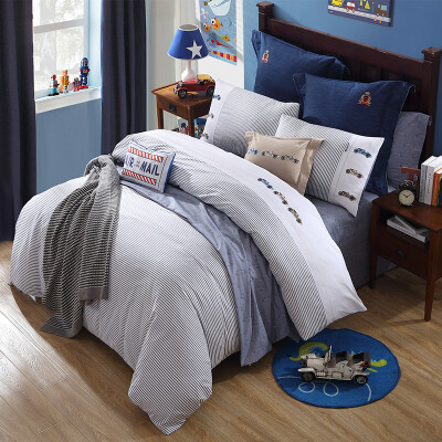 

Jingdong Supermarket] Meng Jie home textiles produced MINI MEE bedding sets cotton printing four sets of children's bed sheets quilts high castle blue 1.5 m bed 200 * 230cm