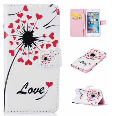 

Love heart dandelion Design PU Leather Flip Cover Wallet Card Holder Case for IPHONE 7