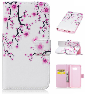 

Plum blossom Design PU Leather Flip Cover Wallet Card Holder Case for Samsung Galaxy A5 2017A520