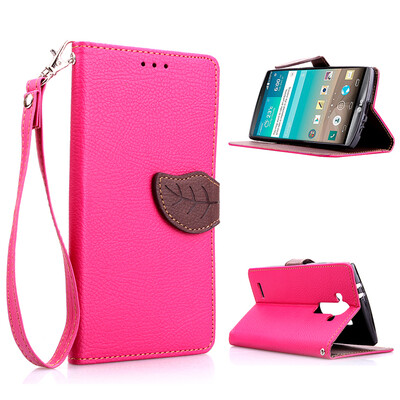 

Pink Design PU Leather Flip Cover Wallet Card Holder Case for LG G4/H818