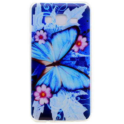 

Blue butterfly Pattern Soft Thin TPU Rubber Silicone Gel Case Cover for Samsung GALAXY ON7