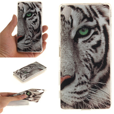 

White Tiger Pattern Soft Thin TPU Rubber Silicone Gel Case Cover for SONY Xperia X Performance