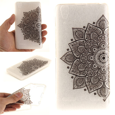 

Black half flower Pattern Soft Thin TPU Rubber Silicone Gel Case Cover for Lenovo K3/A6000