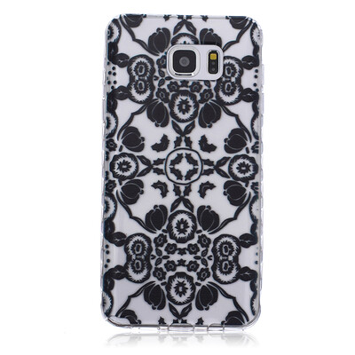 

Black flowers Pattern Soft Thin TPU Rubber Silicone Gel Case Cover for SAMSUNG GALAXY Note 5