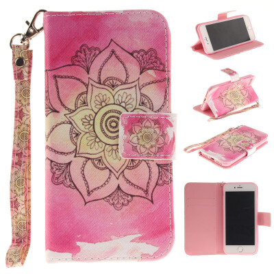 

Pink flower Design PU Leather Flip Cover Wallet Card Holder Case for IPHONE 7