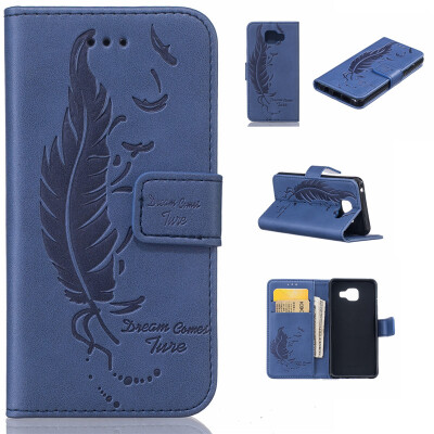 

Blue Plumes and birds Embossed PU Leather Wallet Case Classic Flip Cover with Stand Function and Credit Card Slot for SAMSUNG Gala