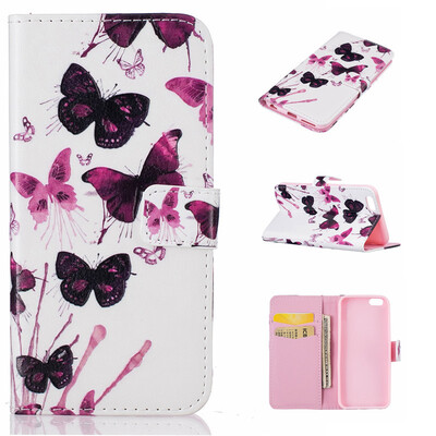 

painting butterfly Design PU Leather Flip Cover Wallet Card Holder Case for IPHONE 6 PLUS6S PLUS