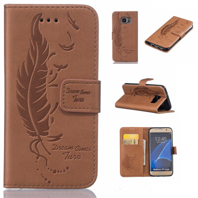 

Brown Plumes and birds Embossed PU Leather Wallet Case Classic Flip Cover with Stand Function and Credit Card Slot for SAMSUNG Gal