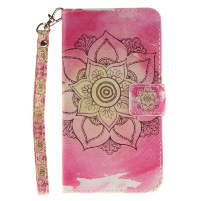 

Pink flower Design PU Leather Flip Cover Wallet Card Holder Case for LG G4