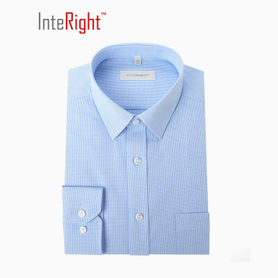 

INTERAY machine washing free iron business men long-sleeved shirt blue&white pattern 42 yards