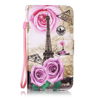 

Flower Tower Design PU Leather Flip Cover Wallet Card Holder Case for Huawei Y6 Pro