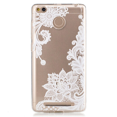 

Lace flowers Pattern Soft Thin TPU Rubber Silicone Gel Case Cover for XiaoMi Red Mi 3S