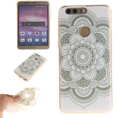 

White flowers Pattern Soft Thin TPU Rubber Silicone Gel Case Cover for HUAWEI Honor 8