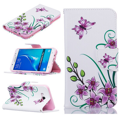 

Pink butterfly Design PU Leather Flip Cover Wallet Card Holder Case for SAMSUNG Galaxy J7 2016J710