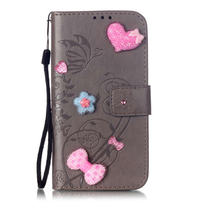 

Gray Flower Design PU Leather Flip Cover Wallet Card Holder Case for LG G5