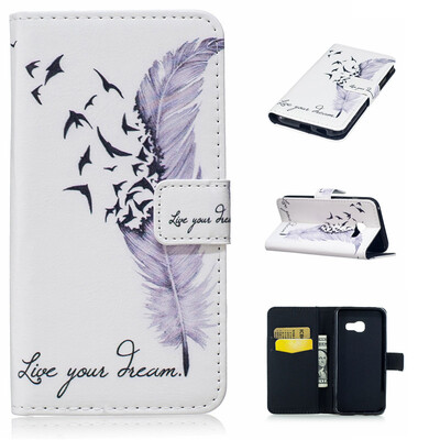 

Plumes Design PU Leather Flip Cover Wallet Card Holder Case for Samsung Galaxy A5 2017A520