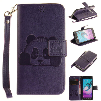 

Purple Panda Style Embossing Classic Flip Cover with Stand Function and Credit Card Slot for SAMSUNG GALAXY J3 2016/J310