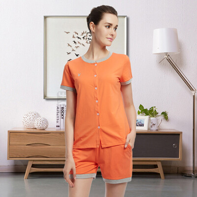 

Playboy 4908 Couple Pajamas Women&39s Cotton Home Service Spring Summer Pajamas Short Sleeve T-Shirt Shorts Pants Set Orange XL