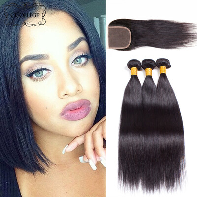 

CCollege Hair Products With Closure Bundle Brazilian 3 Bundles Straight Brazilian Hair With Closure Weave And Closure Bundle Deals