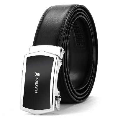 

Playboy Playboy Men's Belt Automatic Button Business Profile Transfer Film Kraft Leather Facial Alloy Youth Belt Male PDF3720-7B Black