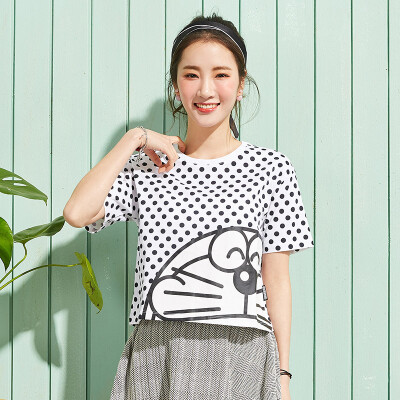 

Semir summer rounded round necklace cartoon head wave point printing half sleeve T shirt 12216000134 red tone