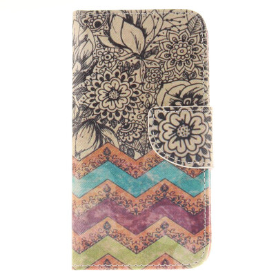 

Wave flower Design PU Leather Flip Cover Wallet Card Holder Case for MOTO G3