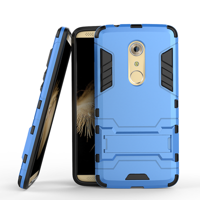 

Blue Slim Robot Armor Kickstand Shockproof Hard Rugged Rubber Back Case For ZTE AXON 7