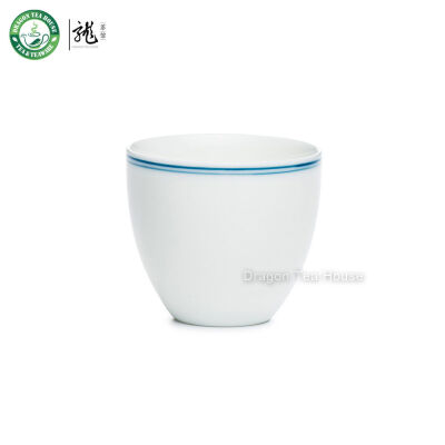 

Double Blue Lines White Small Handmade Porcelain Gongfu Tea Cup Teacup 70ml