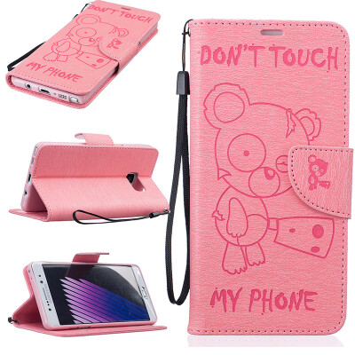 

Pink Bear Style Embossing Classic Flip Cover with Stand Function and Credit Card Slot for SAMSUNG Galaxy Note 7