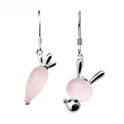 

Yu Lan JOLEE earrings S925 silver natural pink crystal rabbit rabbit love radish earrings earrings earrings send his girlfriend honor his wife gift pink