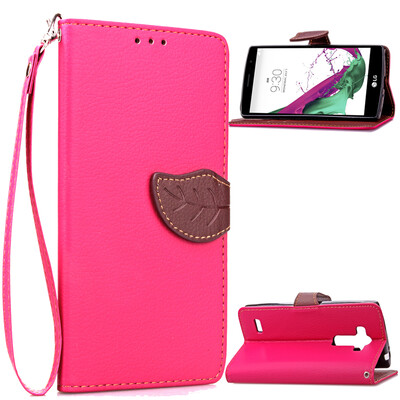

Pink Design PU Leather Flip Cover Wallet Card Holder Case for LG G4 Beat