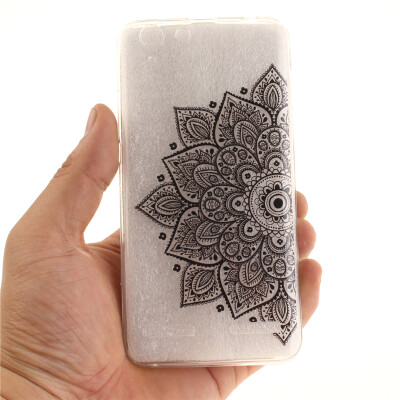 

Black half flower Pattern Soft Thin TPU Rubber Silicone Gel Case Cover for Lenovo Vibe K5