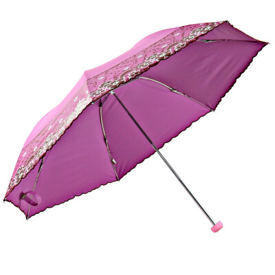 

Paradise umbrella dream flower bud Ya Guangrong color plastic three fold ultra - light embroidered sunny umbrella rose red 33204E