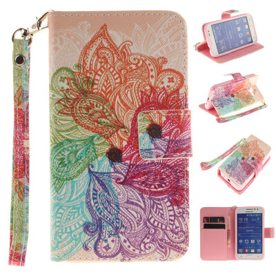 

Colorful flowers Design PU Leather Flip Cover Wallet Card Holder Case for SAMSUNG GALAXY CORE Prime G360