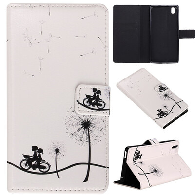 

Bike and dandelion Design PU Leather Flip Cover Wallet Card Holder Case for Sony Xperia M4 Aqua