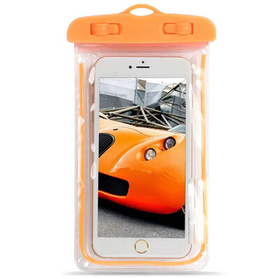 

Mobile phone waterproof bag travel rafting sealed mobile phone bag swimming waterproof jacket can touch screen with lanyard 58 inch orange
