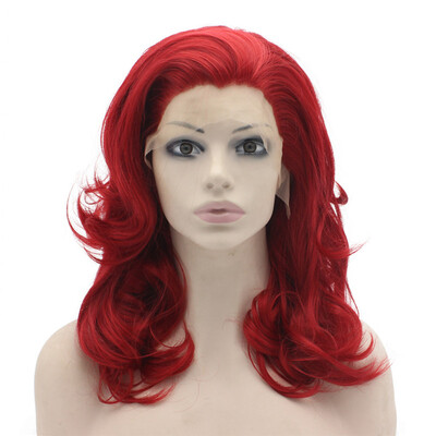 

Shoulder Length Wavy Red Lace Front Synthetic Hair Natural Party Wig