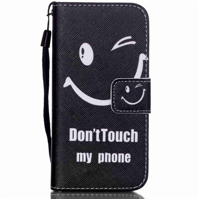 

Smiling Face Design PU Leather Flip Cover Wallet Card Holder Case for IPHONE 5C