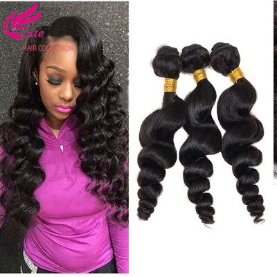 

Loose Wave Virgin Hair Brazilian Hair Weave 3 Bundles 1B Color Unprocssed Nature Human Hair Extension Brazilian Loose Wave