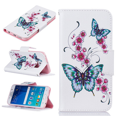 

Peach butterfly Design PU Leather Flip Cover Wallet Card Holder Case for SAMSUNG GALAXY S6 Edge