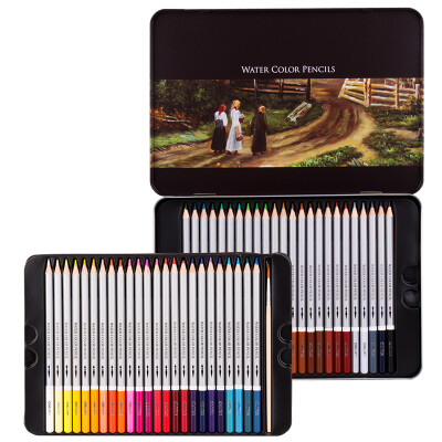 

Deli 48 color tin box water-soluble color pencil water-soluble color lead set with a brush 6523